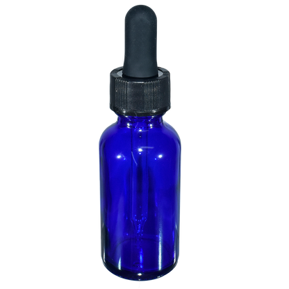1 oz. Cobalt Blue Boston Round with Black Glass Dropper (20/400) (V23) (V20)