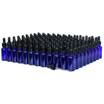 1 oz. Cobalt Blue Boston Round with Black Graduated Nitrile Glass Dropper (20/400) (V23) (V5)