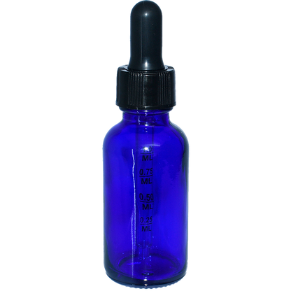 1 oz. Cobalt Blue Boston Round with Black Graduated Nitrile Glass Dropper (20/400) (V23) (V5)