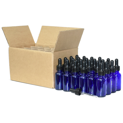 1 oz. Cobalt Blue Boston Round with Black Graduated Nitrile Glass Dropper (20/400) (V23) (V5)