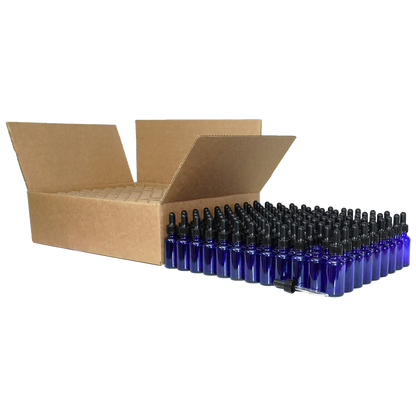 1 oz. Cobalt Blue Boston Round with Black Graduated Nitrile Glass Dropper (20/400) (V23) (V5)