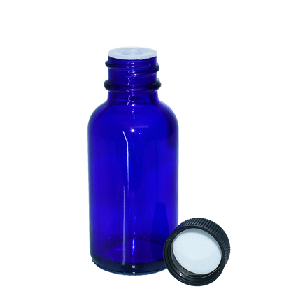 1 oz. Cobalt Blue Boston Round with Reducer and Black Cap (20/400) (V23) (V6)