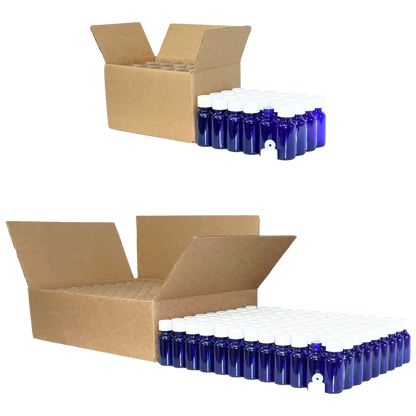 1 oz. Cobalt Blue Boston Round with Reducer and White Child-Resistant Cap (20/400) (V23) (V1)