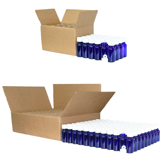 1 oz. Cobalt Blue Boston Round with Reducer and White Child-Resistant Cap (20/400) (V23) (V1)