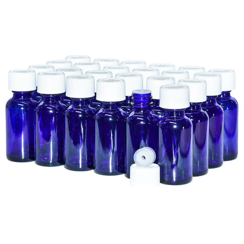 1 oz. Cobalt Blue Boston Round with Reducer and White Child-Resistant Cap (20/400) (V23) (V1)