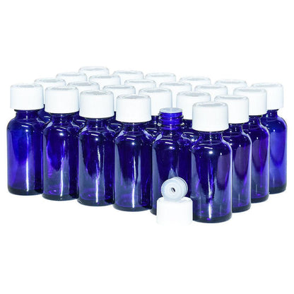 1 oz. Cobalt Blue Boston Round with Reducer and White Child-Resistant Cap (20/400) (V23) (V1)