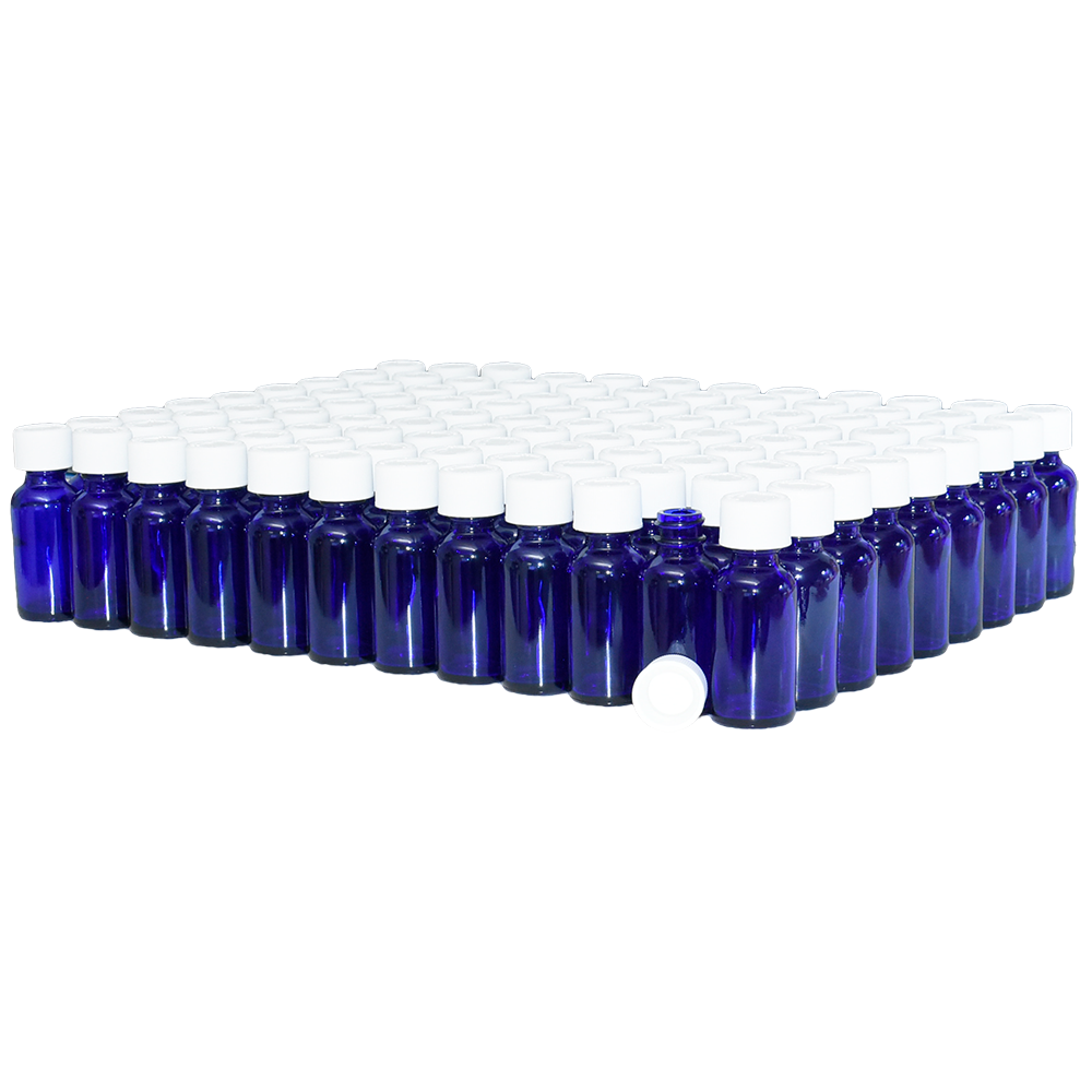 1 oz. Cobalt Blue Boston Round with White Child-Resistant Cap (20/400) (V23) (V6)