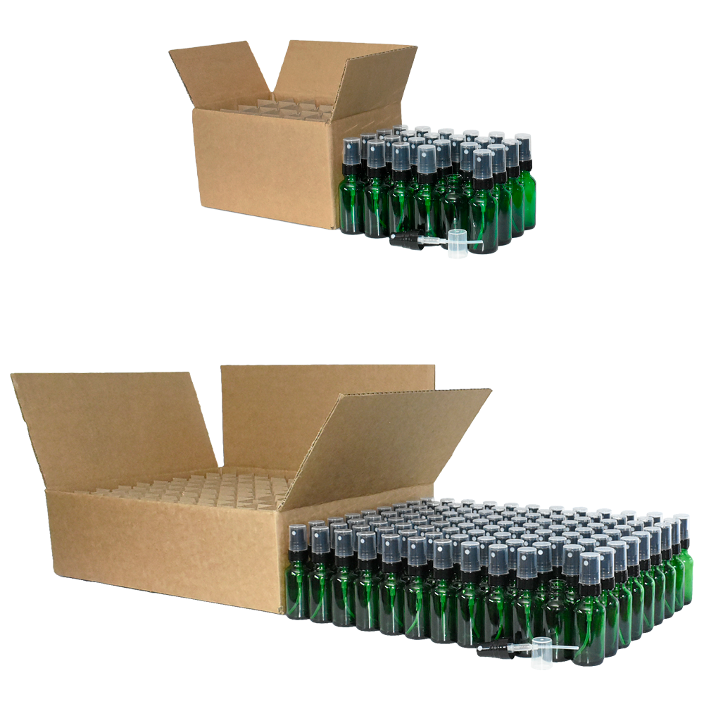 1 oz. Green Boston Round with Black Fine-Mist Sprayer (Smooth) (.16 ml Per Spray) (20/400) (V23) (V20)