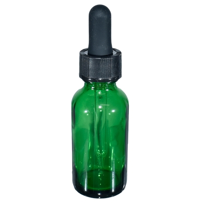 1 oz. Green Boston Round with Black Glass Dropper (20/400) (V23) (V20)