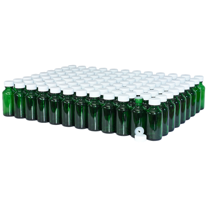 1 oz. Green Boston Round with Reducer and White Cap (20/400) (V23) (V1)