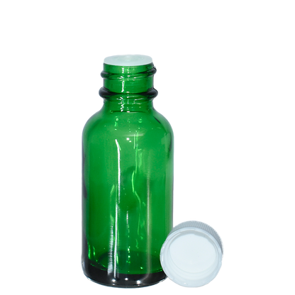 1 oz. Green Boston Round with Reducer and White Cap (20/400) (V23) (V1)