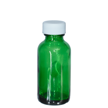 1 oz. Green Boston Round with Reducer and White Cap (20/400) (V23) (V1)