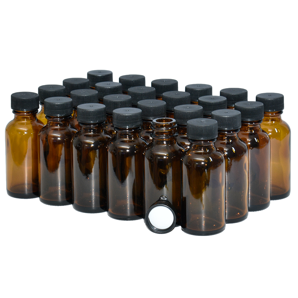 1 oz. Amber Boston Round with Black Cap (20/400) (V8) (V6)