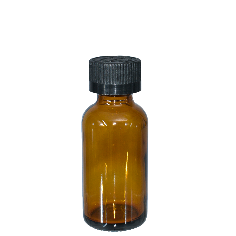 1 oz. Amber Boston Round with Black Child-Resistant Cap (20/400) (V23) (V6)