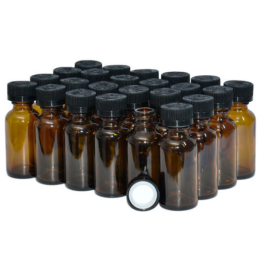 1 oz. Amber Boston Round with Black Child-Resistant Cap (20/400) (V8) (V6)