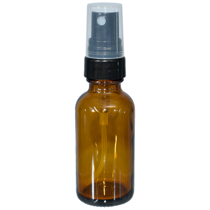1 oz. Amber Boston Round with Black Fine-Mist Sprayer (Smooth) (.16 ml Per Spray) (20/400) (V23) (V20)