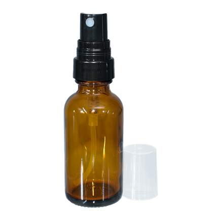 1 oz. Amber Boston Round with Black Fine-Mist Sprayer (Smooth) (.16 ml Per Spray) (20/400) (V23) (V20)