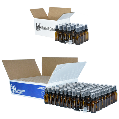 1 oz. Amber Boston Round with Black Fine-Mist Sprayer (Smooth) (.16 ml Per Spray) (20/400) (V8) (V20)