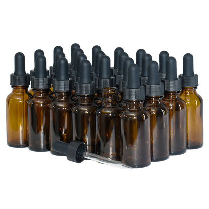 1 oz. Amber Boston Round with Black Glass Dropper (20/400) (V23) (V23)