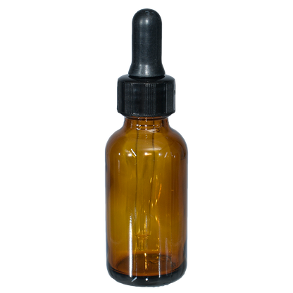 1 oz. Amber Boston Round with Black Nitrile Glass Dropper (20/400) (V23) (V12)