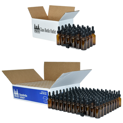 1 oz. Amber Boston Round with Black Nitrile Glass Dropper (20/400) (V8) (V12)