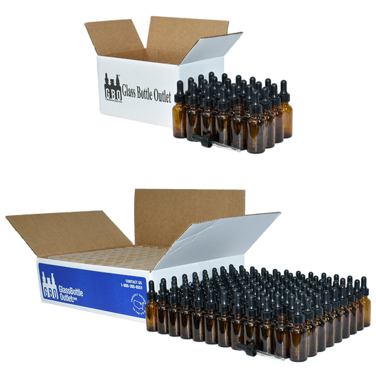 1 oz. Amber Boston Round with Black Nitrile Glass Dropper (20/400) (V8) (V12)
