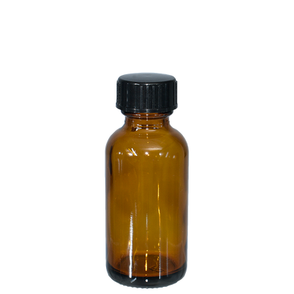 1 oz. Amber Boston Round with Black Poly Cone Cap (20/400) (V23) (V20)