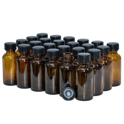 1 oz. Amber Boston Round with Black Poly Cone Cap (20/400) (V8) (V20)