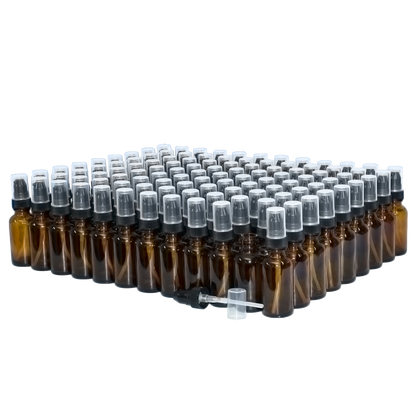 1 oz. Amber Boston Round with Black Treatment Pump (20/400) (V8) (V20)