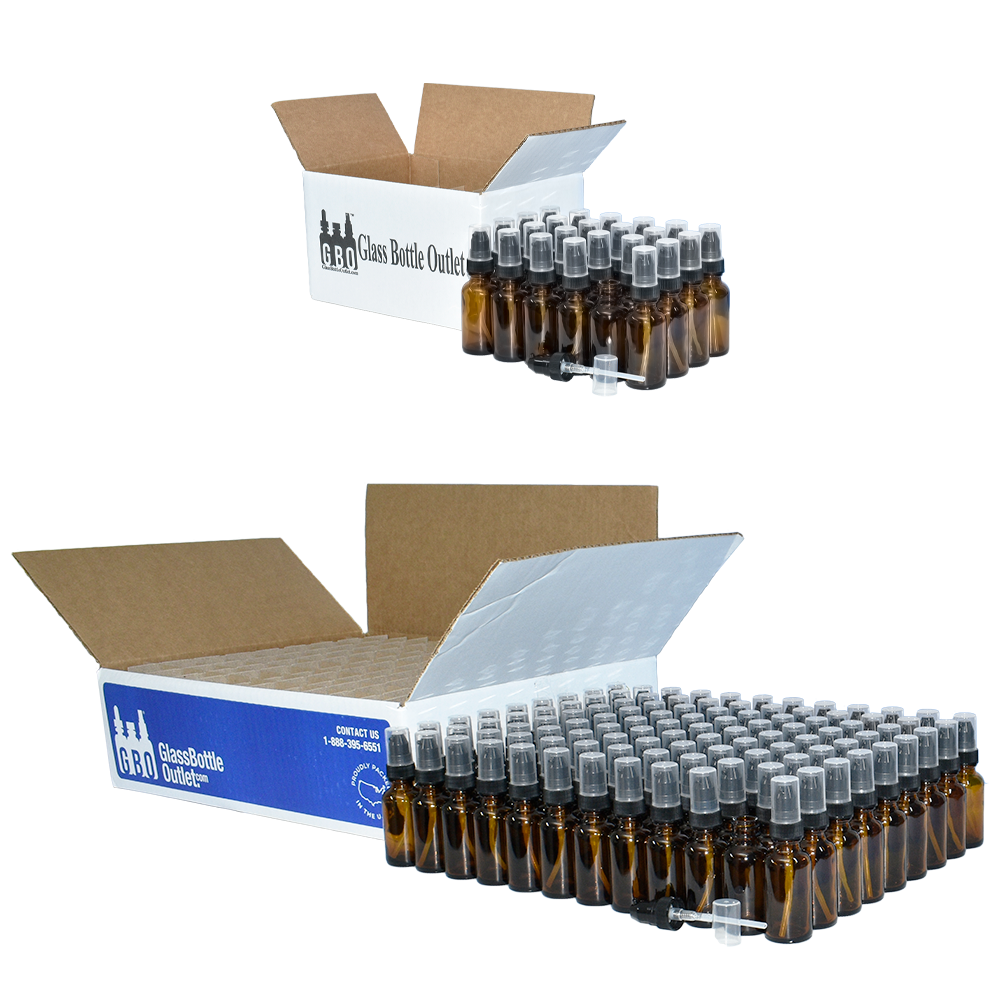 1 oz. Amber Boston Round with Black Treatment Pump (20/400) (V8) (V20)