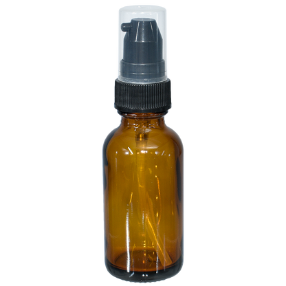 1 oz. Amber Boston Round with Black Treatment Pump (20/400) (V8) (V20)