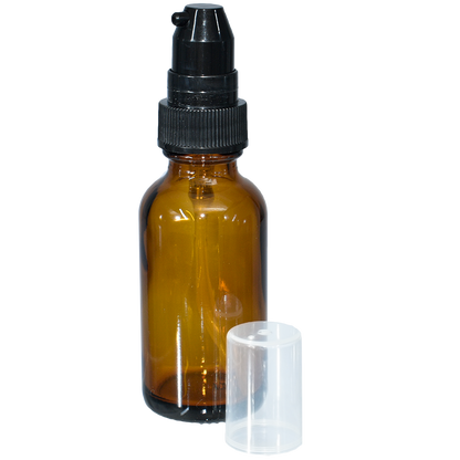1 oz. Amber Boston Round with Black Treatment Pump (20/400) (V8) (V20)
