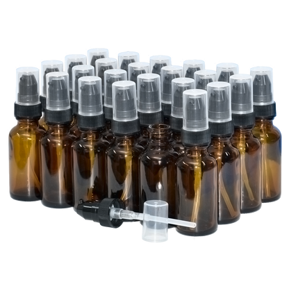 1 oz. Amber Boston Round with Black Treatment Pump (20/400) (V8) (V20)