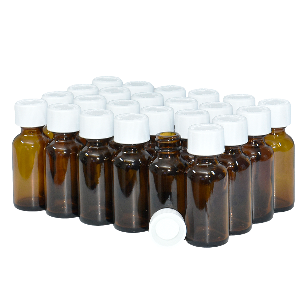 1 oz. Amber Boston Round with White Child-Resistant Cap (20/400) (V8) (V1)