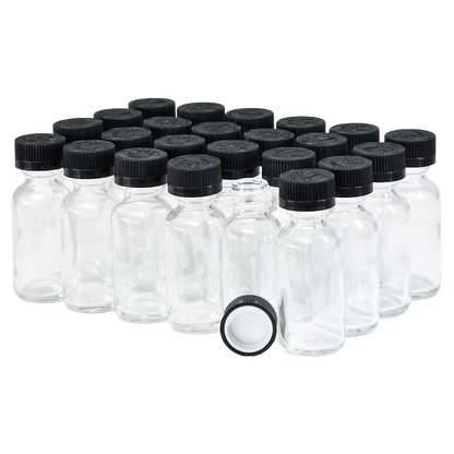1 oz. Clear Boston Round with Black Child-Resistant Cap (20/400) (V8) (V6)