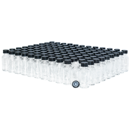 1 oz. Clear Boston Round with Black Cone Lined Cap (20/400) (V23) (V20)