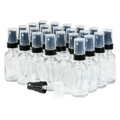 1 oz. Clear Boston Round with Black Fine-Mist Sprayer (Smooth) (.16 ml Per Spray) (20/400) (V20) (V20)