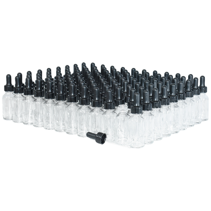 1 oz. Clear Boston Round with Black Nitrile Glass Dropper (20/400) (V23) (V12)