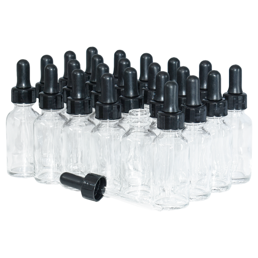 1 oz. Clear Boston Round with Black Nitrile Glass Dropper (20/400) (V23) (V12)