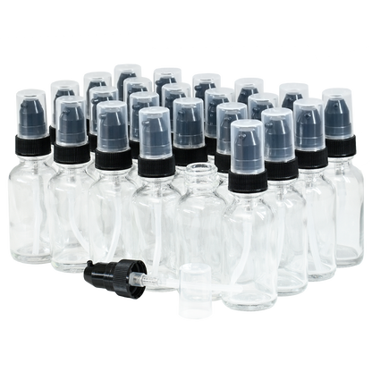 1 oz. Clear Boston Round with Black Treatment Pump (20/400) (V20) (V20)
