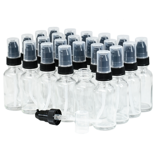 1 oz. Clear Boston Round with Black Treatment Pump (20/400) (V20) (V20)