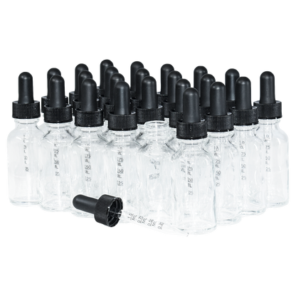 1 oz. Clear Boston Round with Large Bulb Graduated Black Glass Dropper (20/400) (V23) (V15)