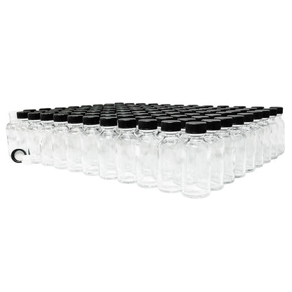 1 oz. Clear Boston Round with Reducer and Black Cap (20/400) (V8) (V6)