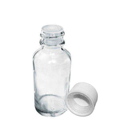 1 oz. Clear Boston Round with Reducer and White Child-Resistant Cap (20/400) (V8) (V1)