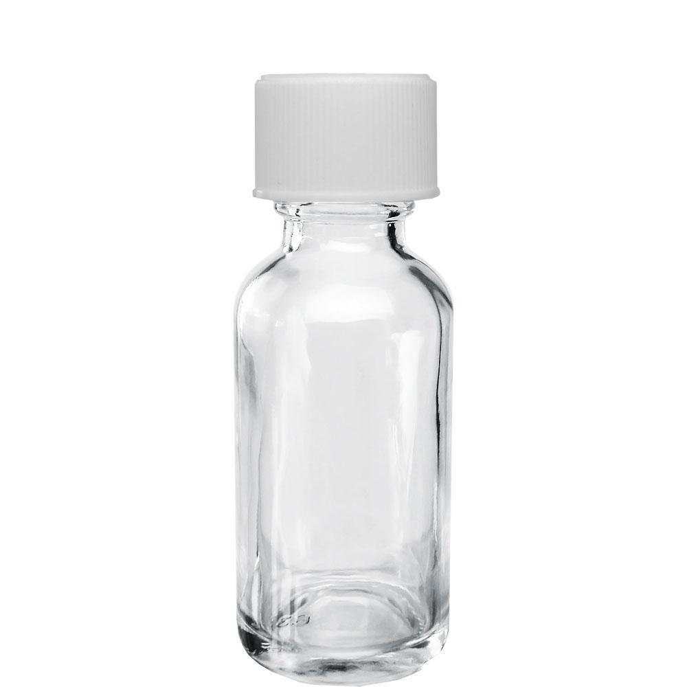 1 oz. Clear Boston Round with Reducer and White Child-Resistant Cap (20/400) (V8) (V1)