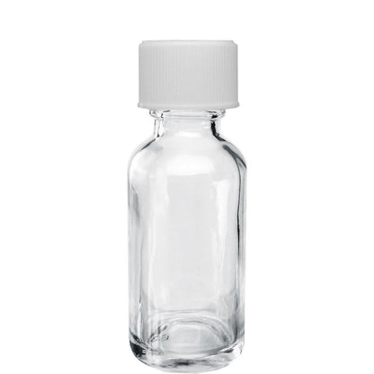 1 oz. Clear Boston Round with Reducer and White Child-Resistant Cap (20/400) (V8) (V1)