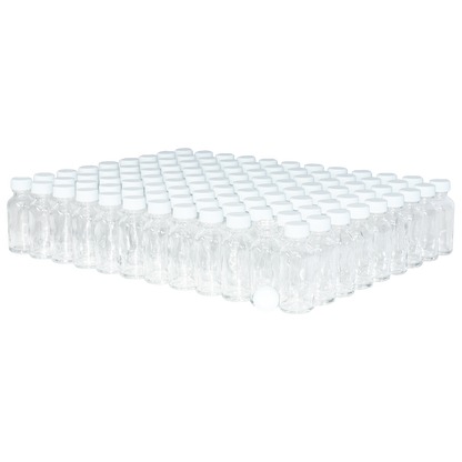 1 oz. Clear Boston Round with White Cap (20/400) (V23) (V1)