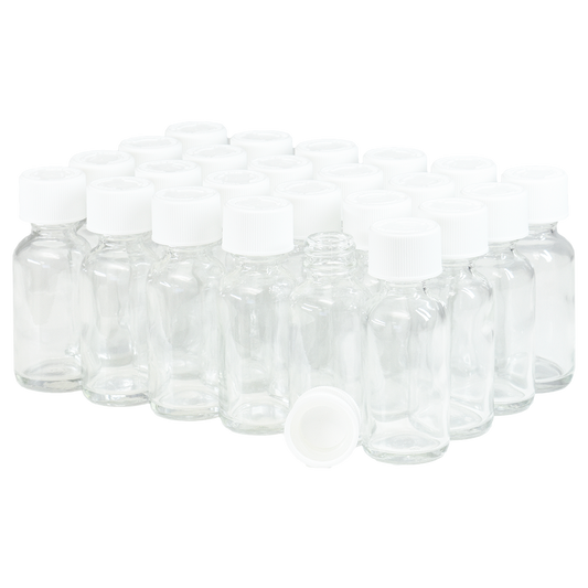 1 oz. Clear Boston Round with White Child-Resistant Cap (20/400) (V8) (V6)