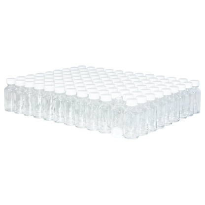 1 oz. Clear Boston Round with White Cone Lined Cap (20/400) (V23) (V20)