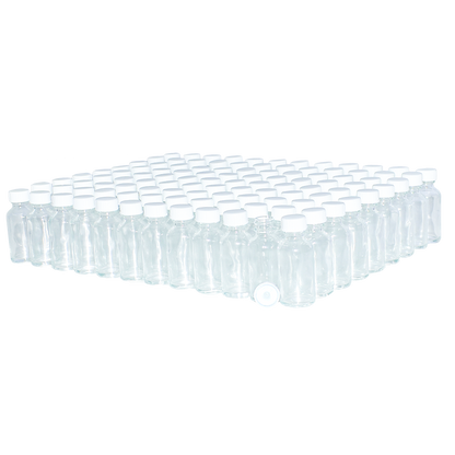 1 oz. Clear Boston Round with White Cone Lined Cap (20/400) (V8) (V20)